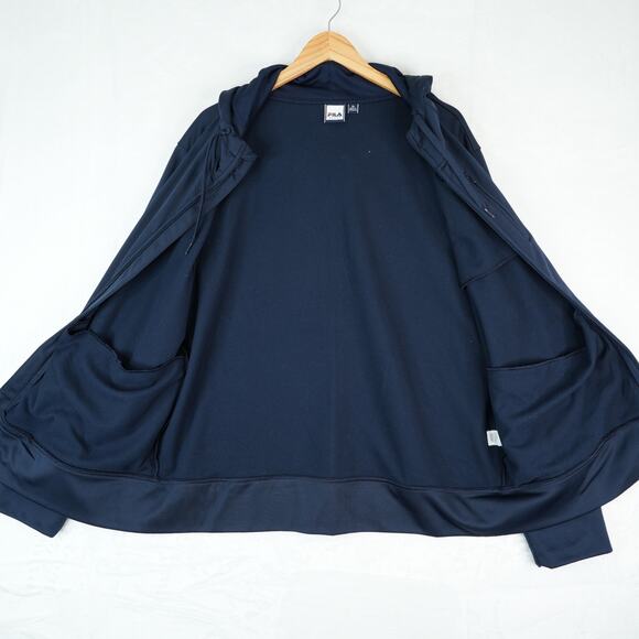 Fila Sport Hoodie Jacket Mens XL Navy Blue Full Zip Athletic Performance Tech - Picture 5 of 9